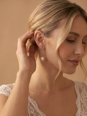 Edison wick hook Natural Baroque Pearl Earrings, wedding jewelry for bride/bridesmaid