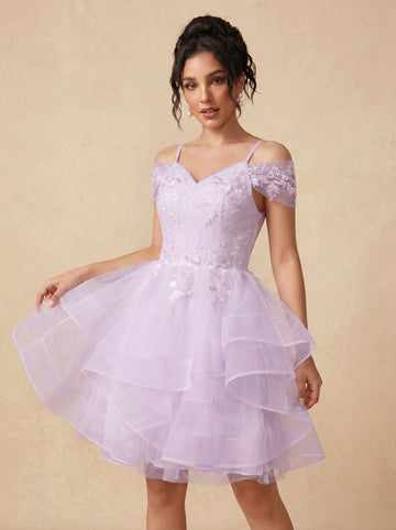 Irregular skirt tulle Short wedding dress