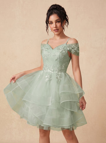 Irregular skirt tulle Short wedding dress