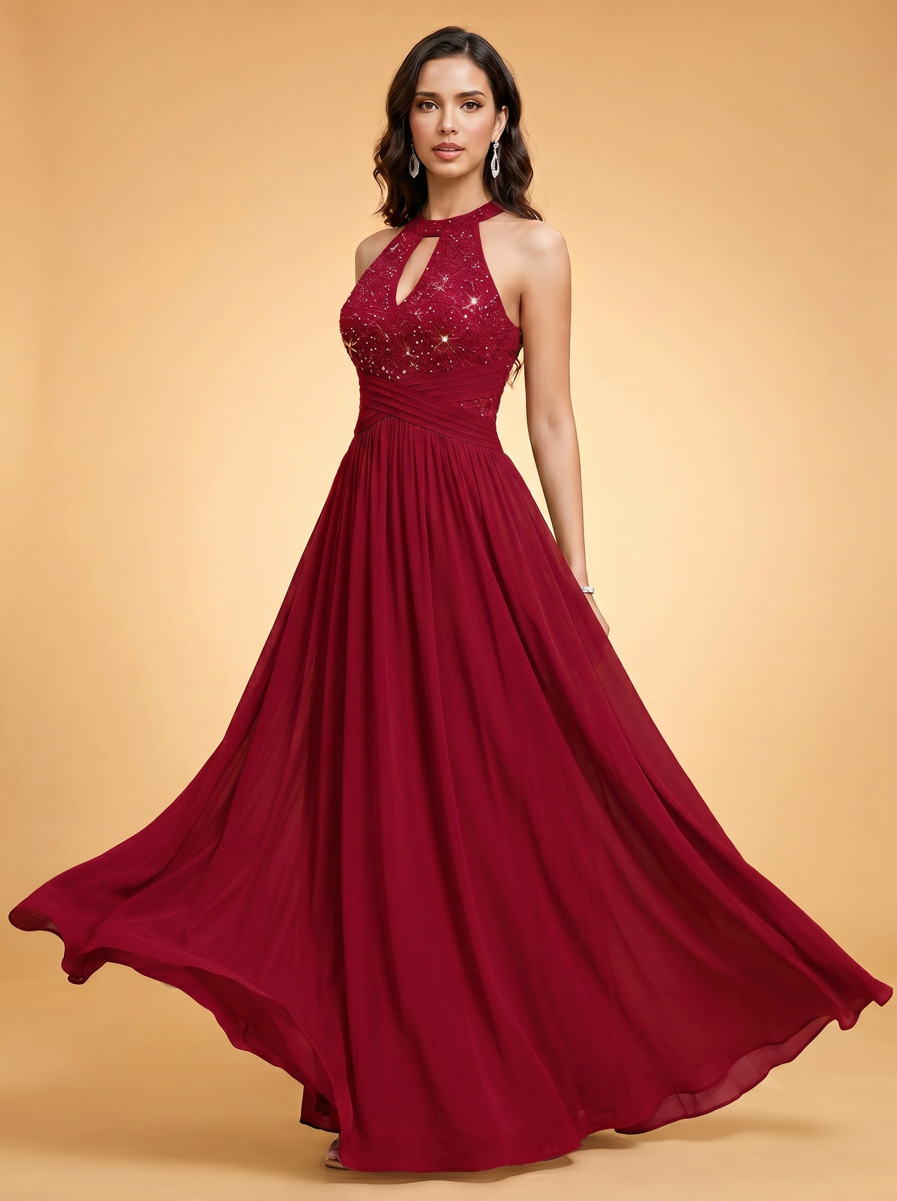 Off-shoulder hollow out wedding guest dress