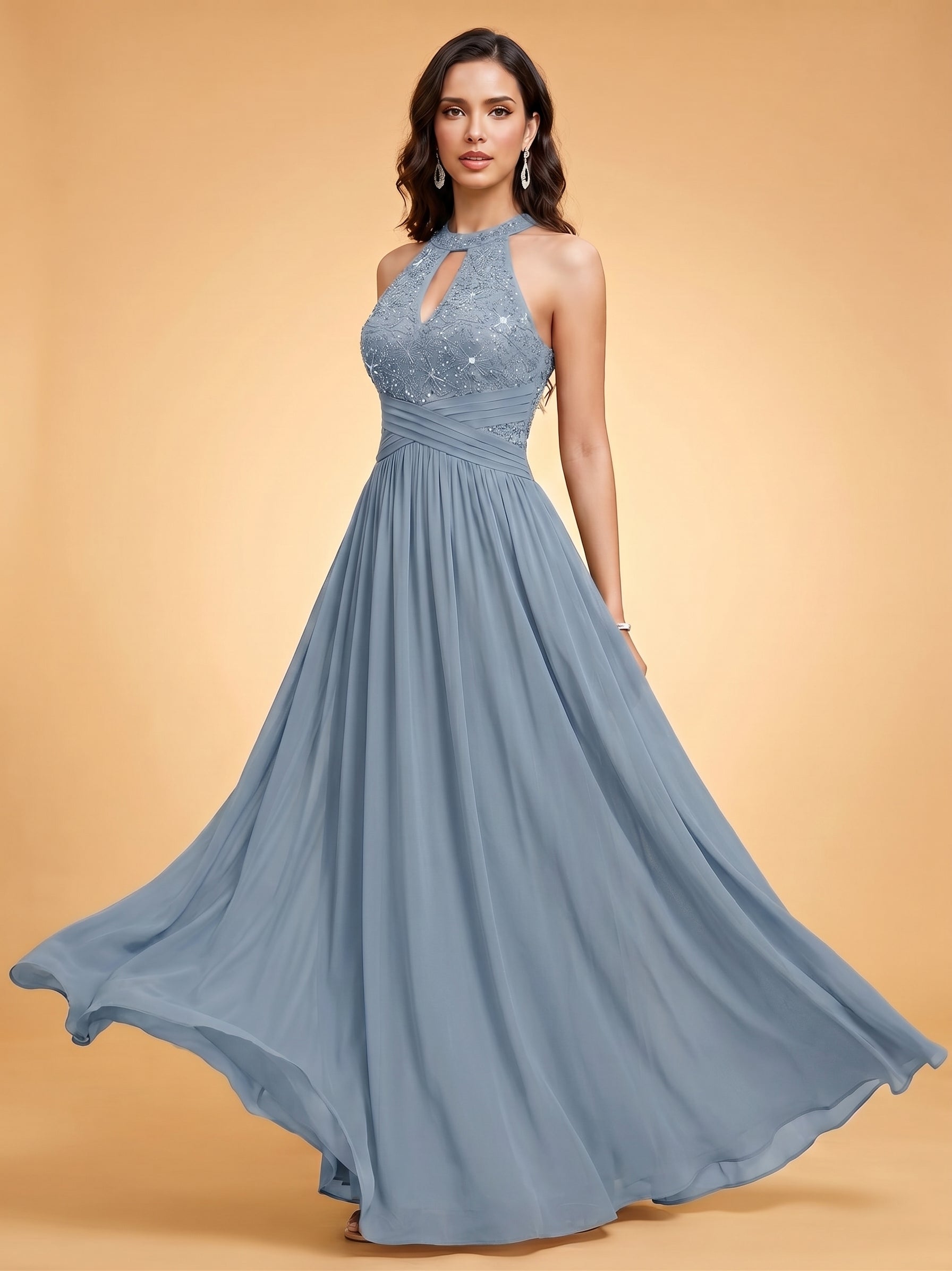 Off-shoulder hollow out wedding guest dress