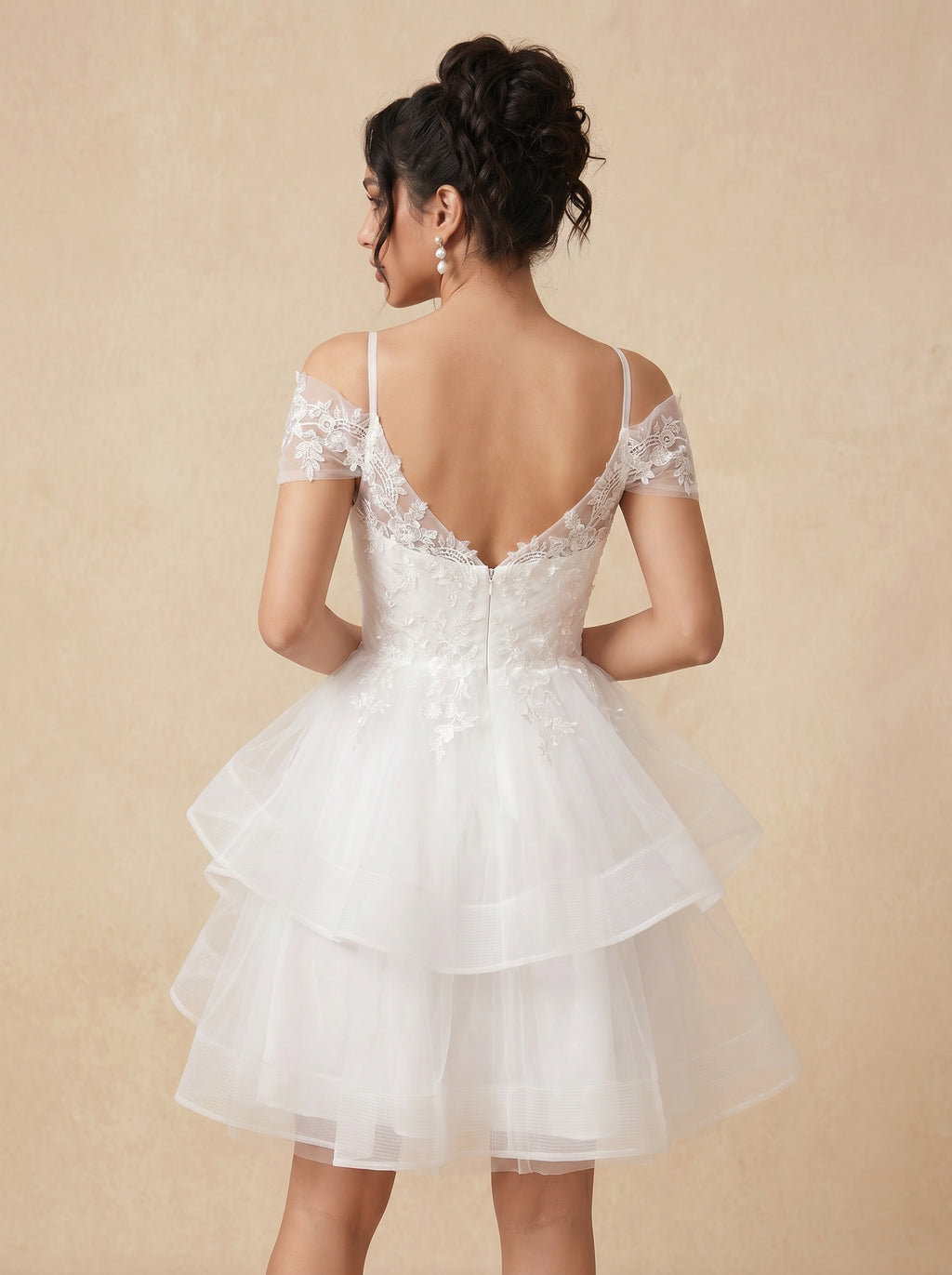 Irregular skirt tulle Short wedding dress