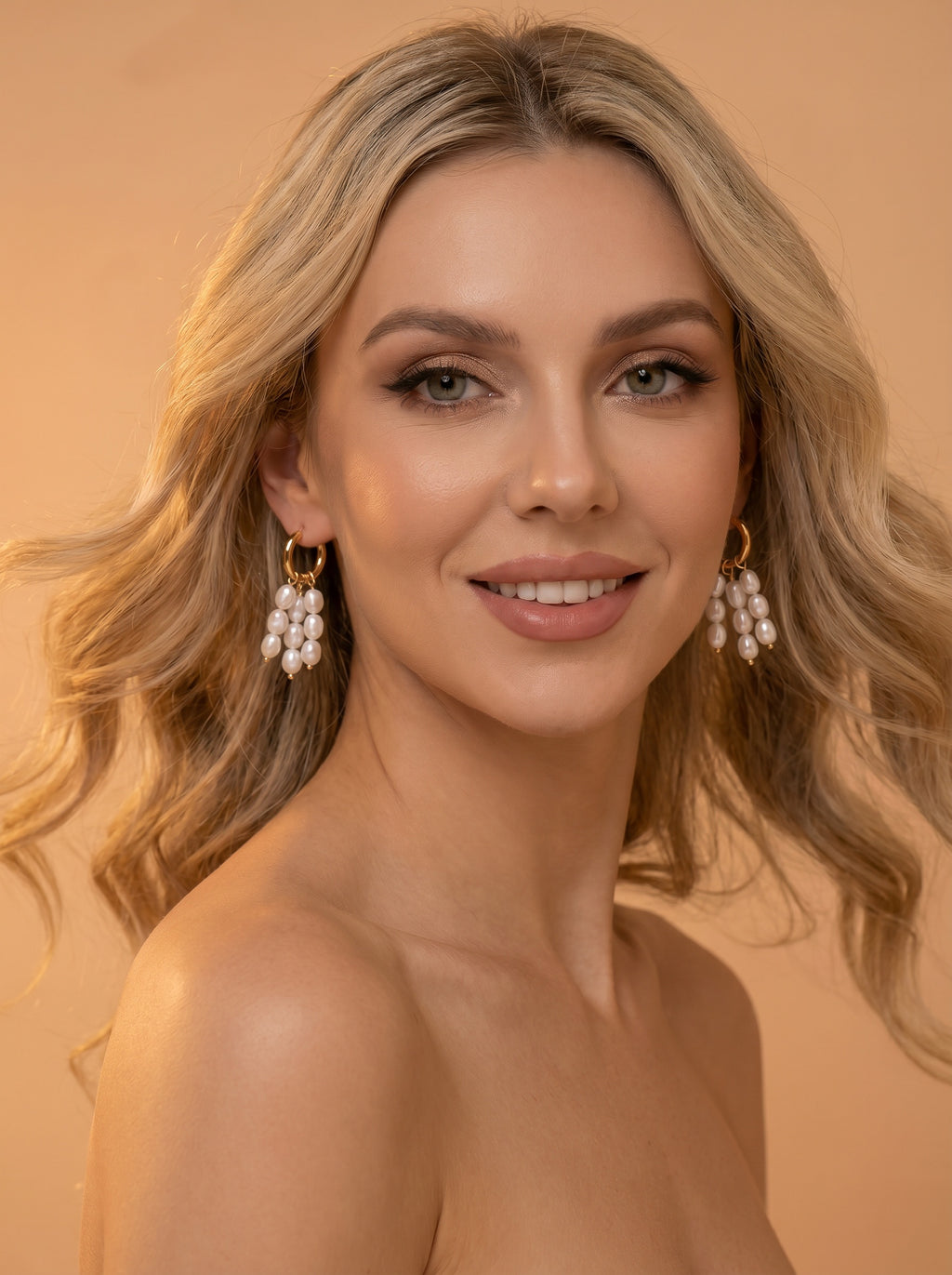 Natural Rice grain string Pearls Earrings, wedding jewelry for bride/bridesmaid