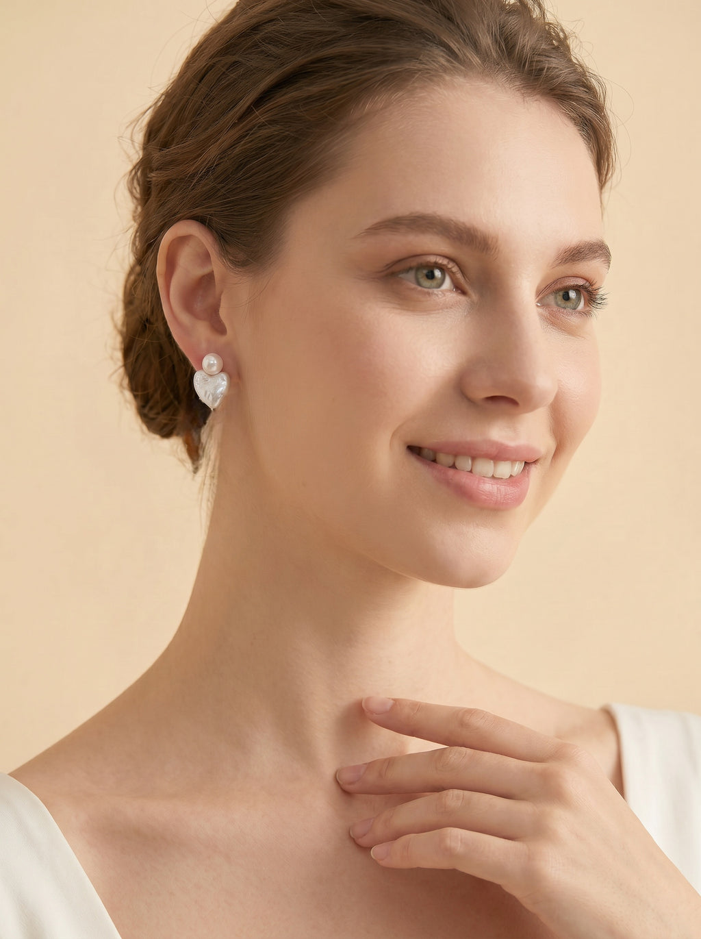 Heart natural baroque Pearls Earrings, wedding jewelry for bride/bridesmaid