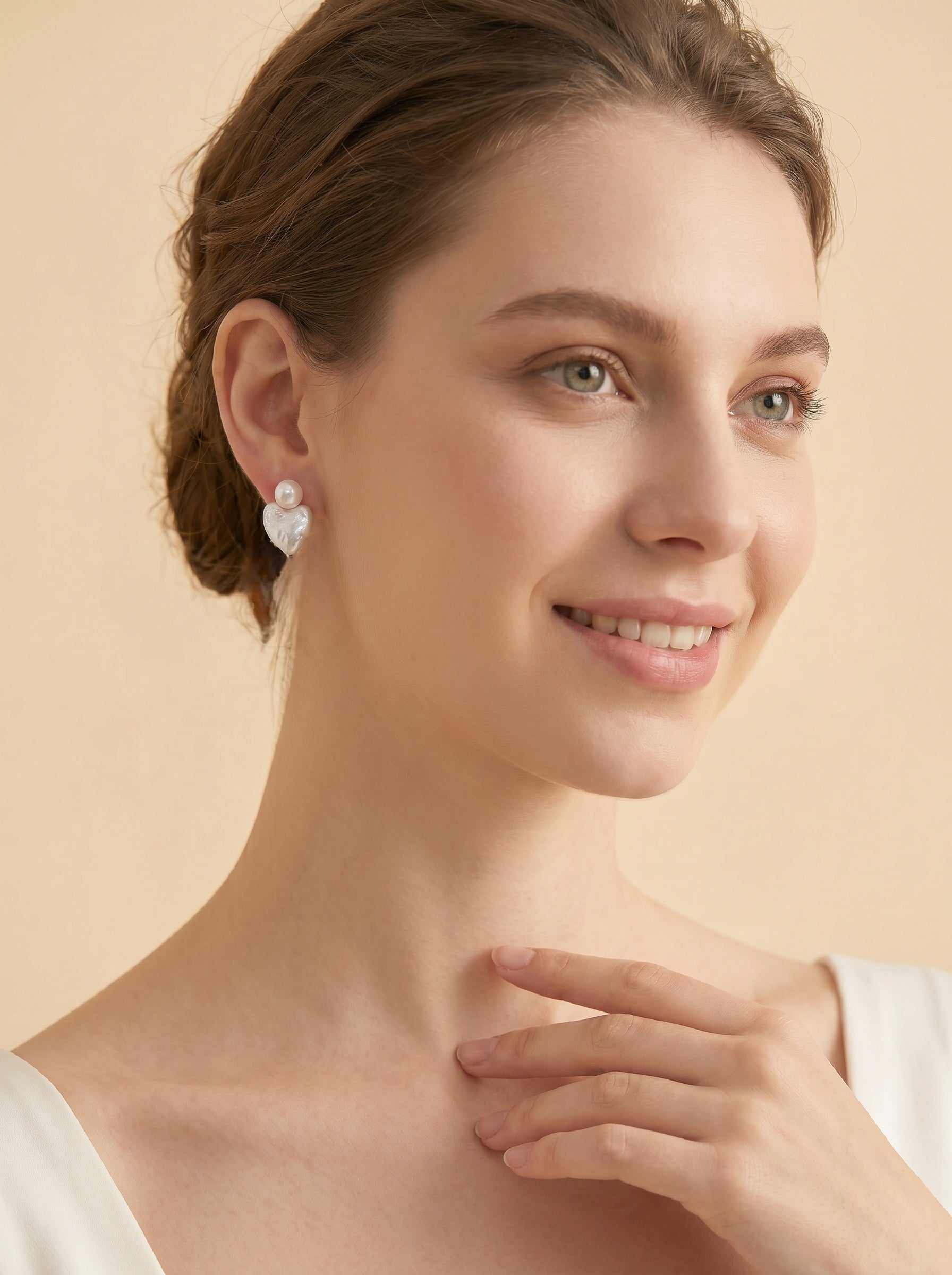 Heart natural baroque Pearls Earrings, wedding jewelry for bride/bridesmaid