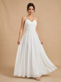 Lace up spaghetti strap ruched bust backless Chiffon bridesmaid dress