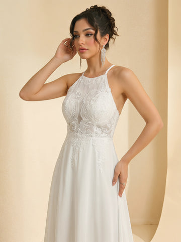Handmade appliques backless prom dress