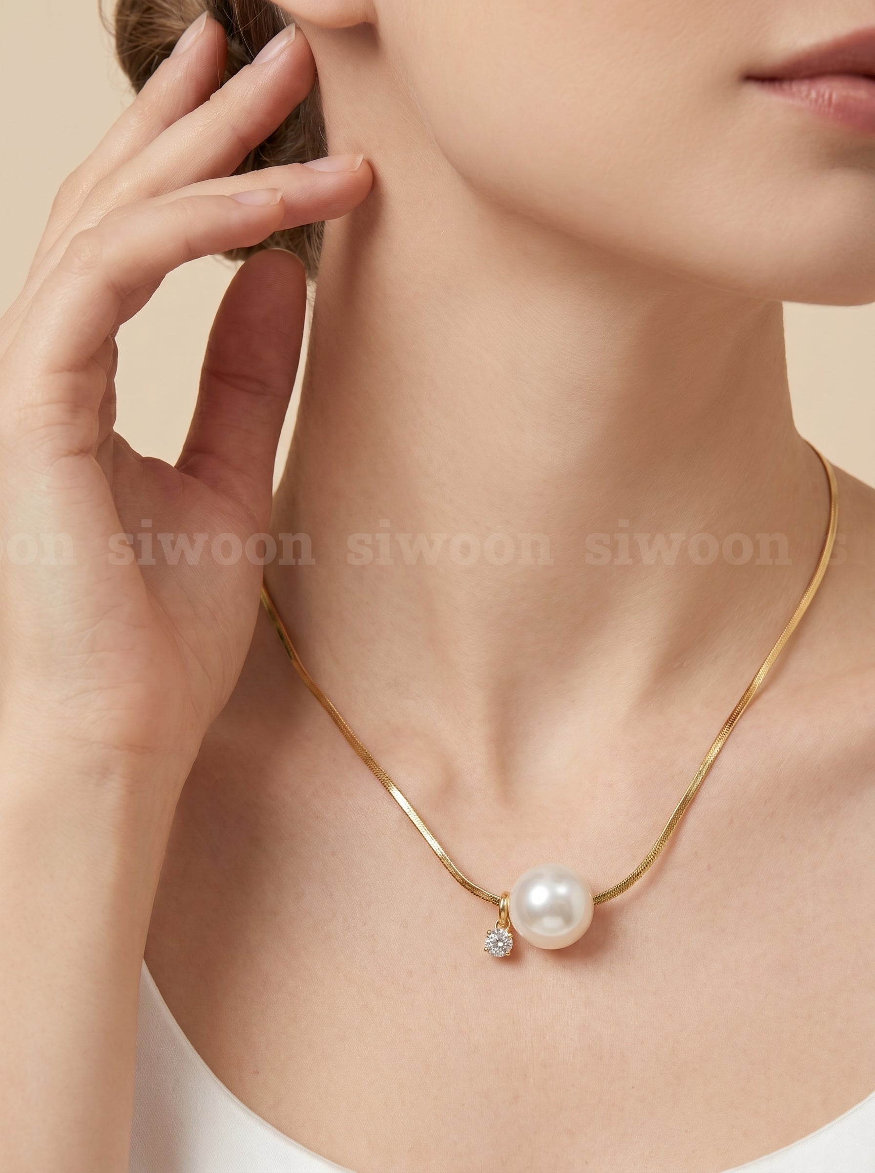 Sterling silver pearl Necklace,wedding jewelry
