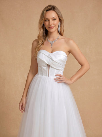 Cross waves satin hollow out wedding dress