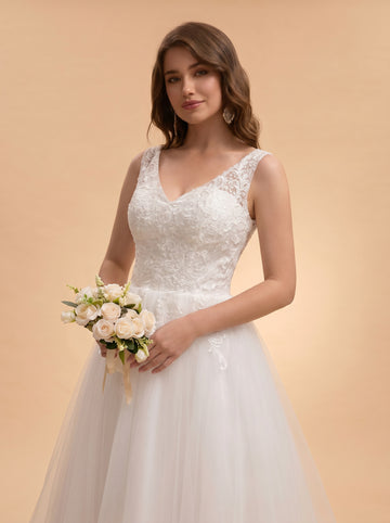 Lace backless trailing wedding dress