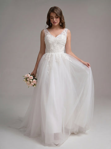 Lace backless trailing wedding dress