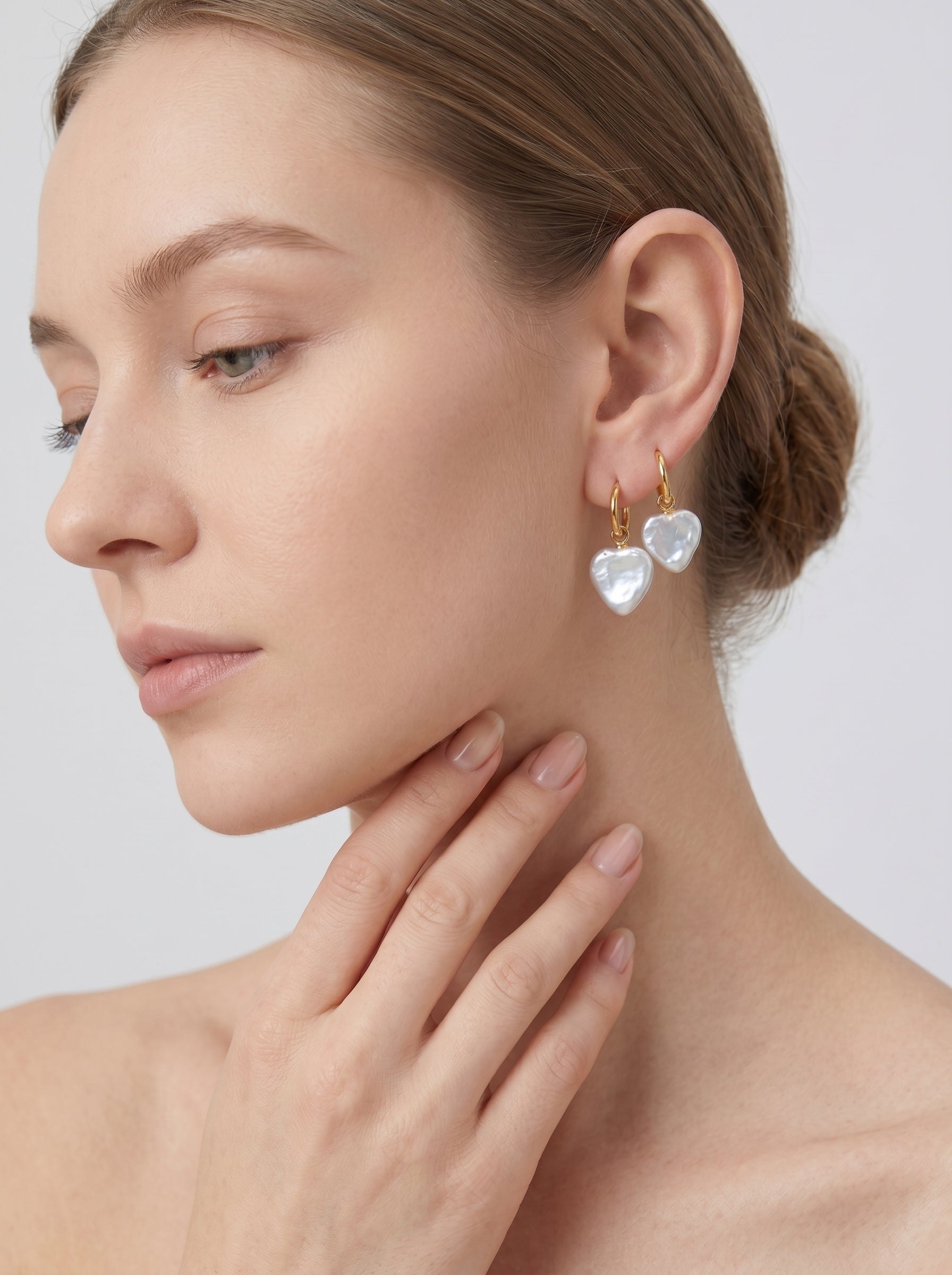 Heart Natural Baroque Pearl Earrings, wedding jewelry for bride/bridesmaid