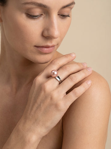 Sterling silver Open Natural colorful Pearl engagement ring, wedding jewelry for bride/bridesmaid