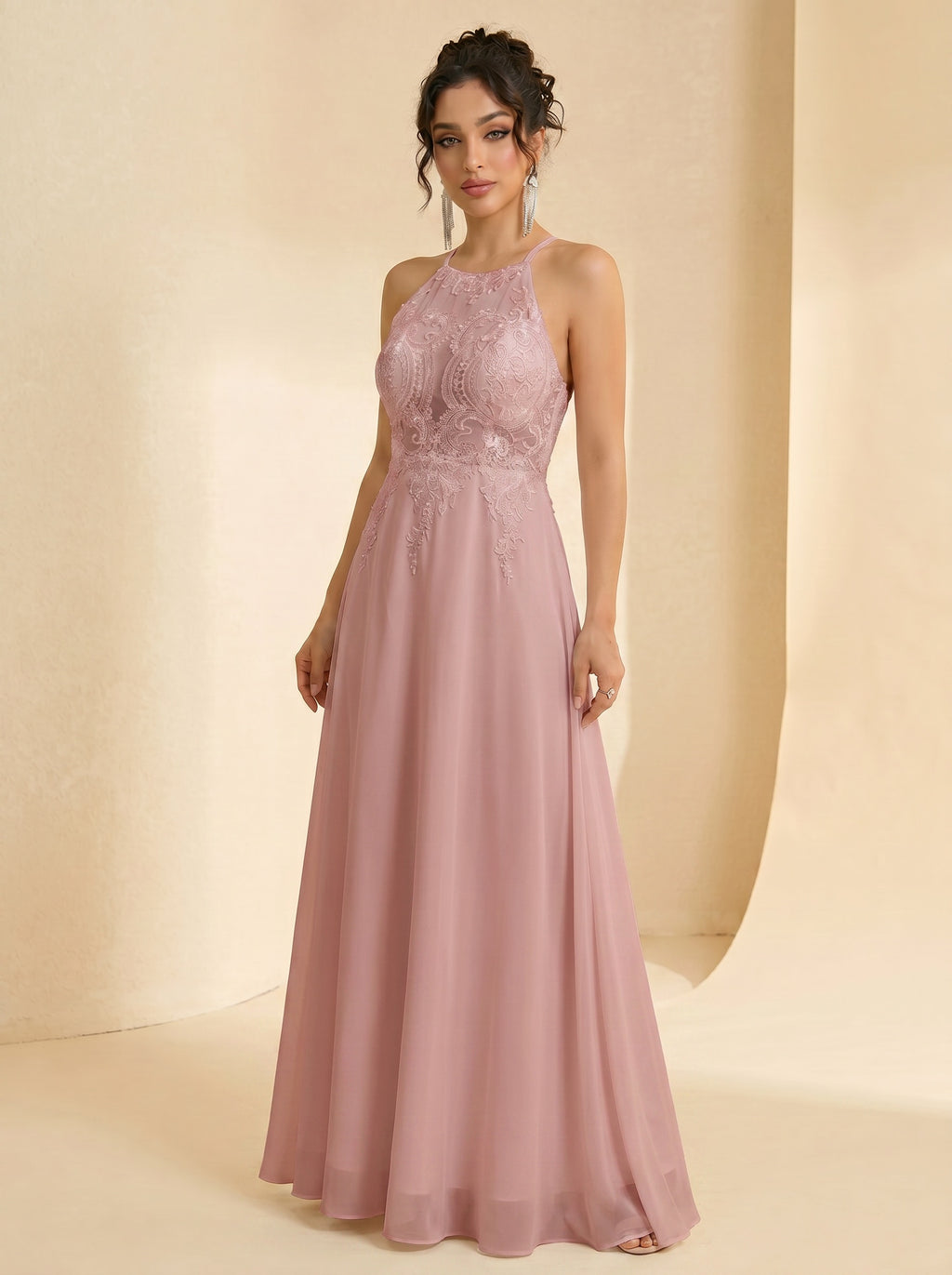 Handmade appliques backless prom dress