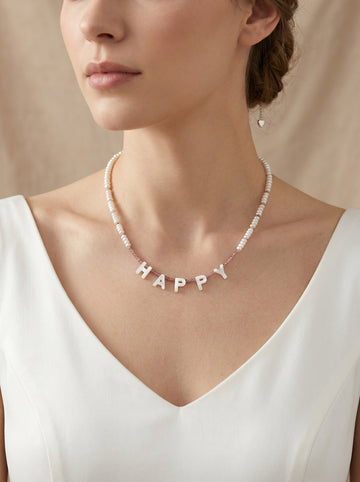 custom letter natural pearl necklace,commemorative significance wedding jewelry