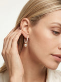 C-shaped pearl earrings, wedding jewelry for bride/bridesmaid