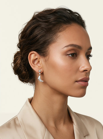 Star Moon Natural Baroque Pearl Earrings, wedding jewelry for bride/bridesmaid