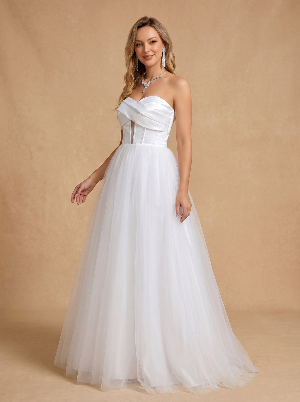 Cross waves satin hollow out wedding dress