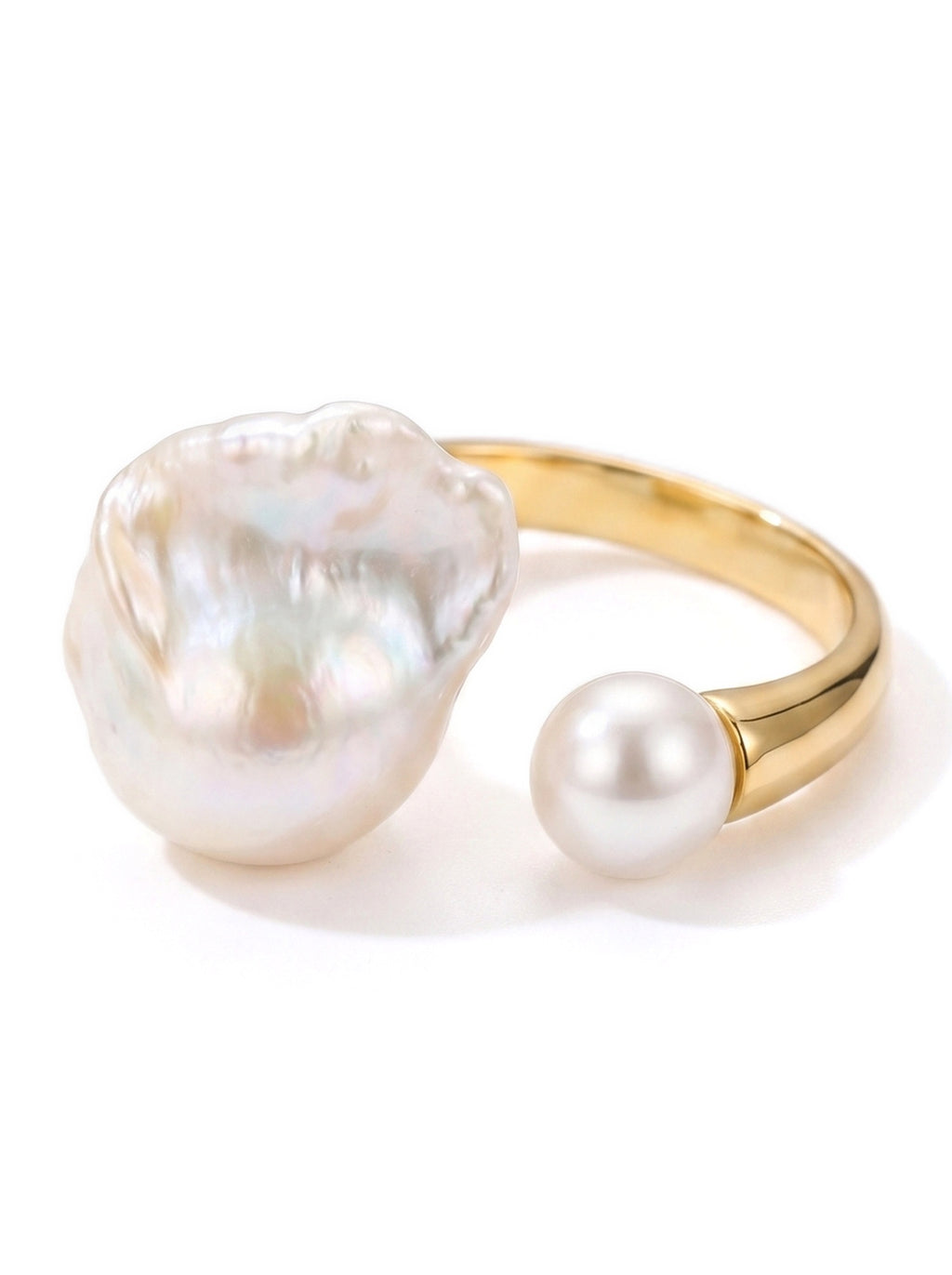 Open Natural Pearl engagement ring, wedding jewelry for bride/bridesmaid