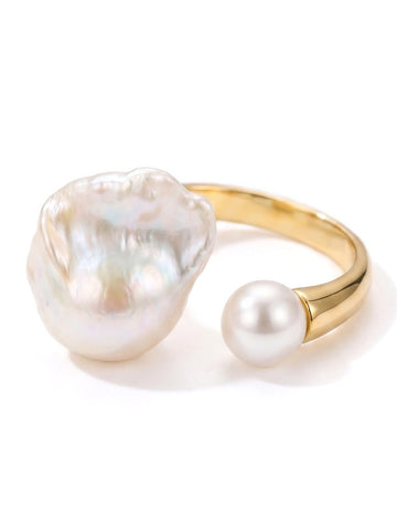 Open Natural Pearl engagement ring, wedding jewelry for bride/bridesmaid
