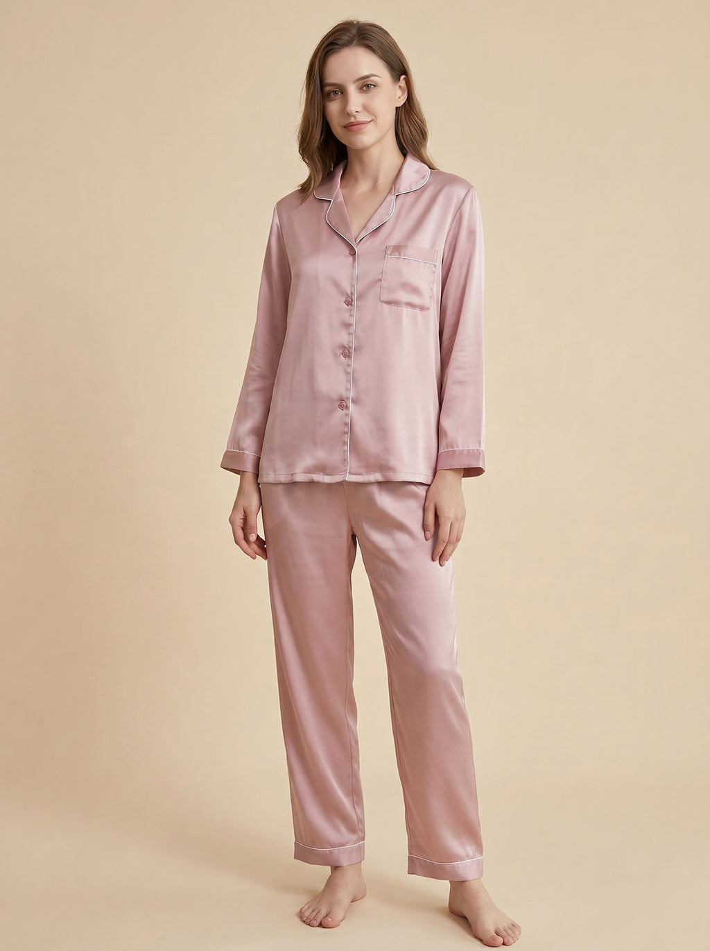 Color blocking 100% mulberry silk pajama set, bride/bridesmaid gift