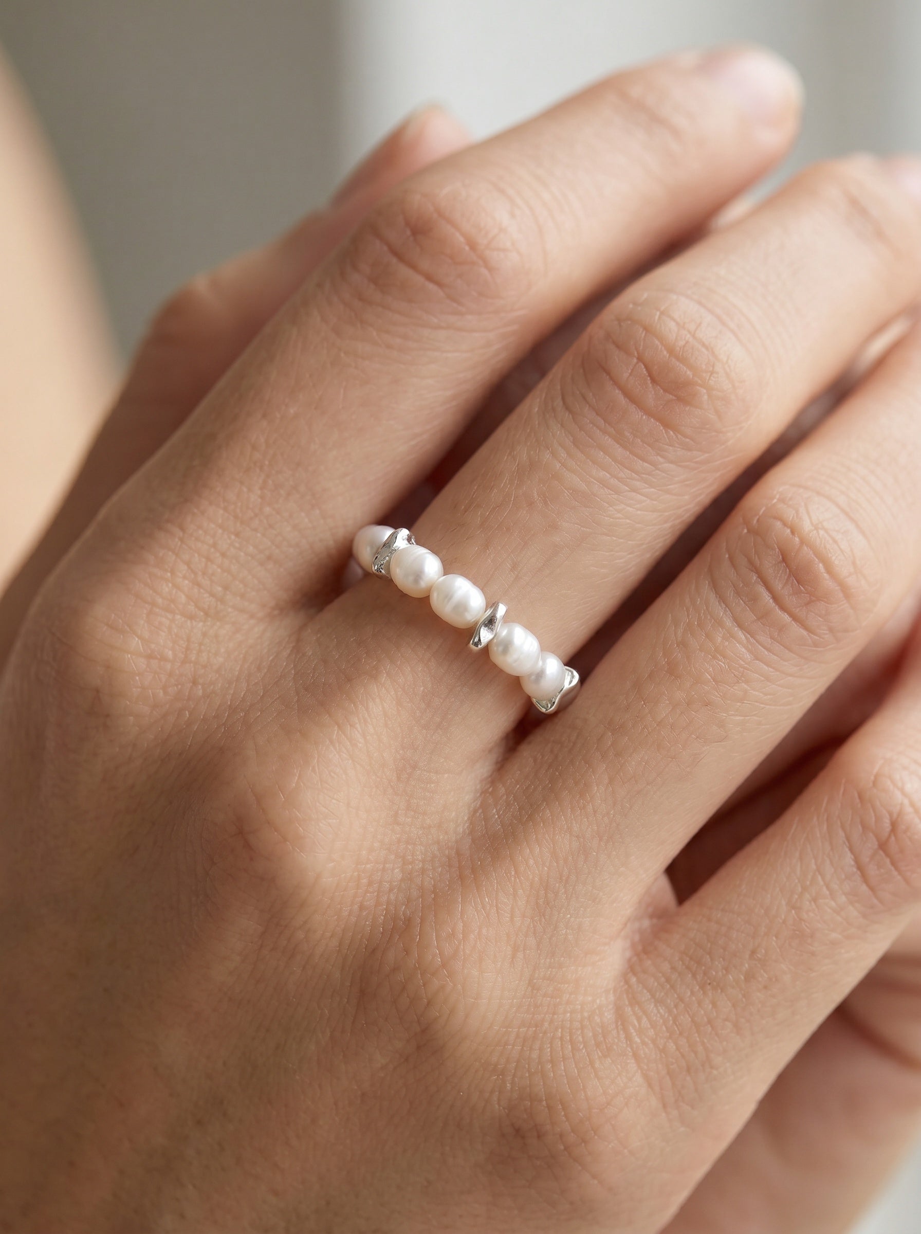 Mini beans sterling silver Natural Pearl ring, wedding jewelry for bride/bridesmaid