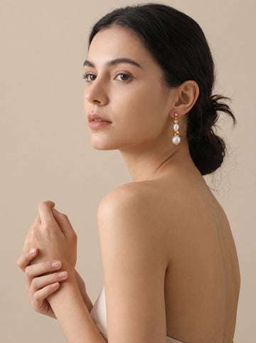 Natural twin pearl earrings, wedding jewelry for bride/bridesmaid
