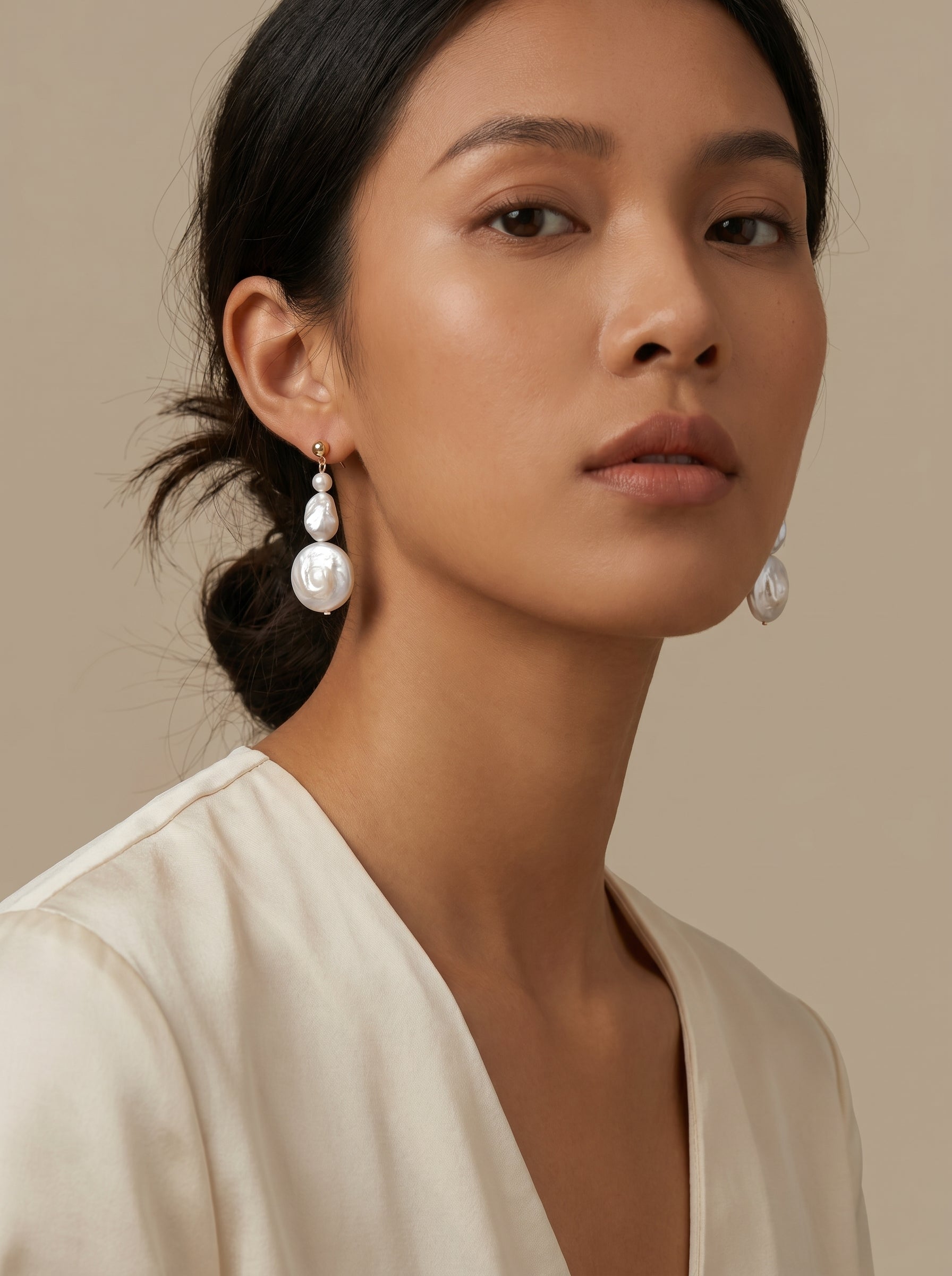 Natural Baroque Pearl Earrings, wedding jewelry for bride/bridesmaid