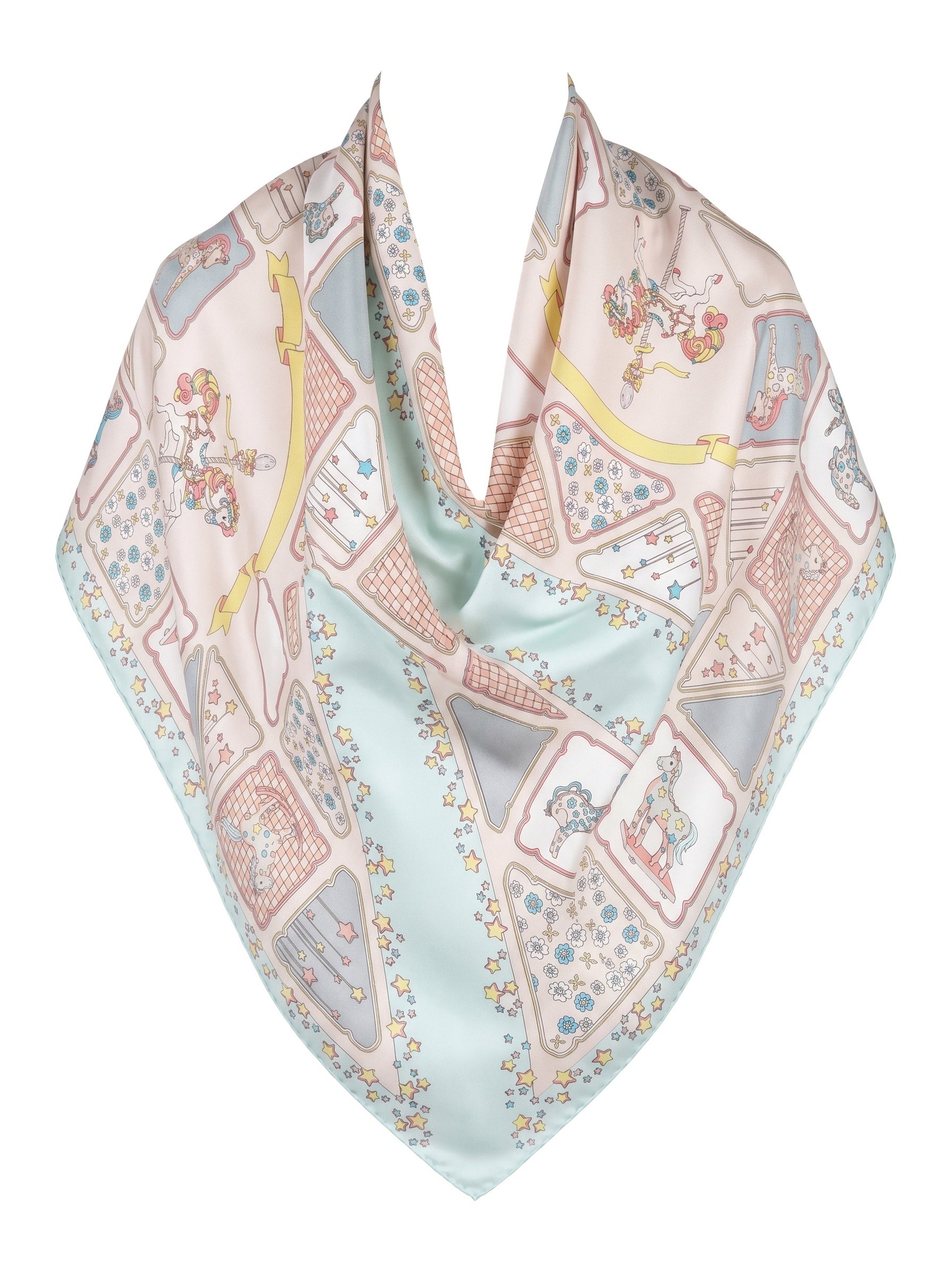 27.5in Little Trojan Horse print 100% mulberry Silk scarf accessories
