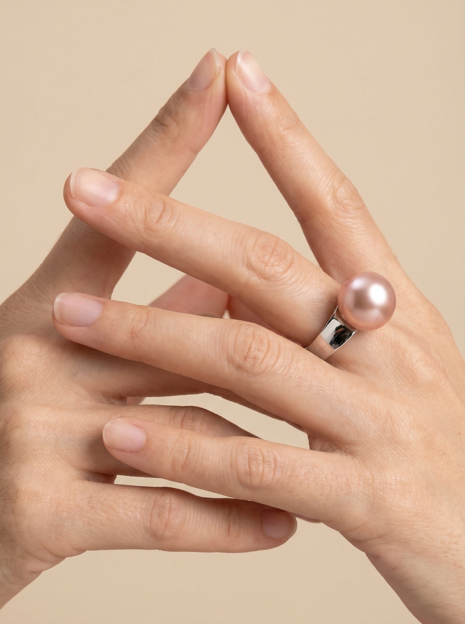 Sterling silver Open Natural colorful Pearl engagement ring, wedding jewelry for bride/bridesmaid