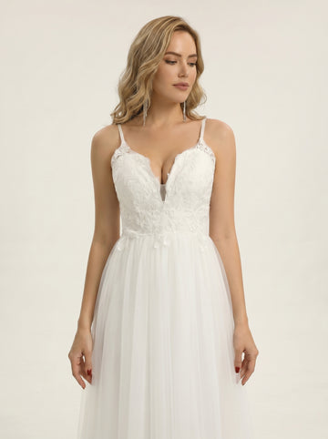 Handmade appliques Long Wedding dresses