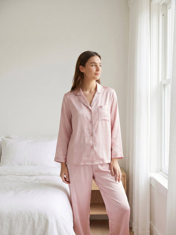 Color blocking 100% mulberry silk pajama set, bride/bridesmaid gift
