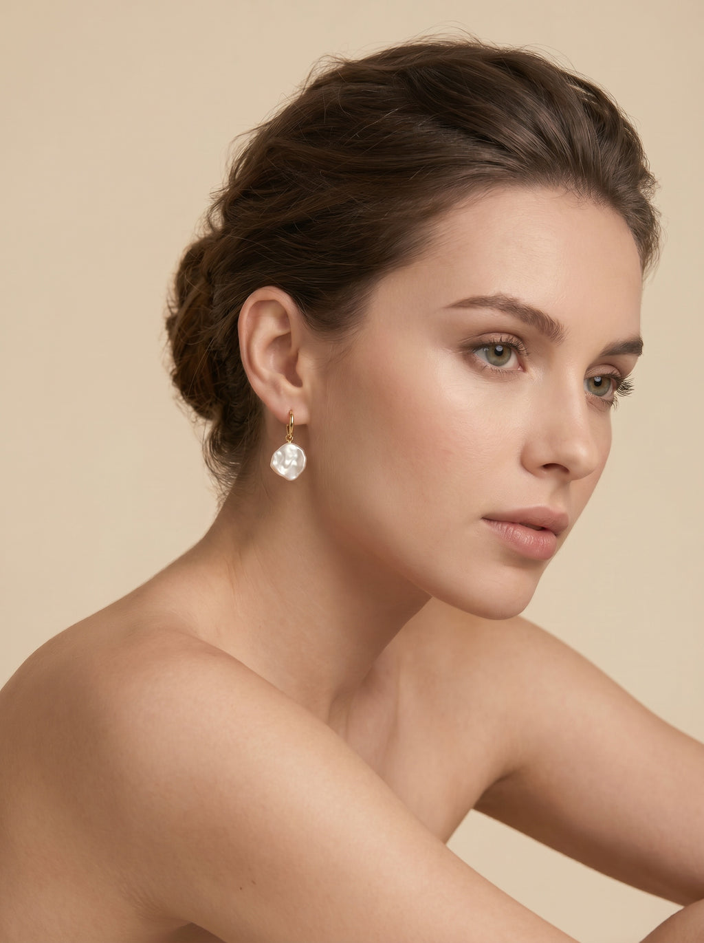 Petal shape nature Baroque Pearl Earrings, wedding jewelry for bride/bridesmaid