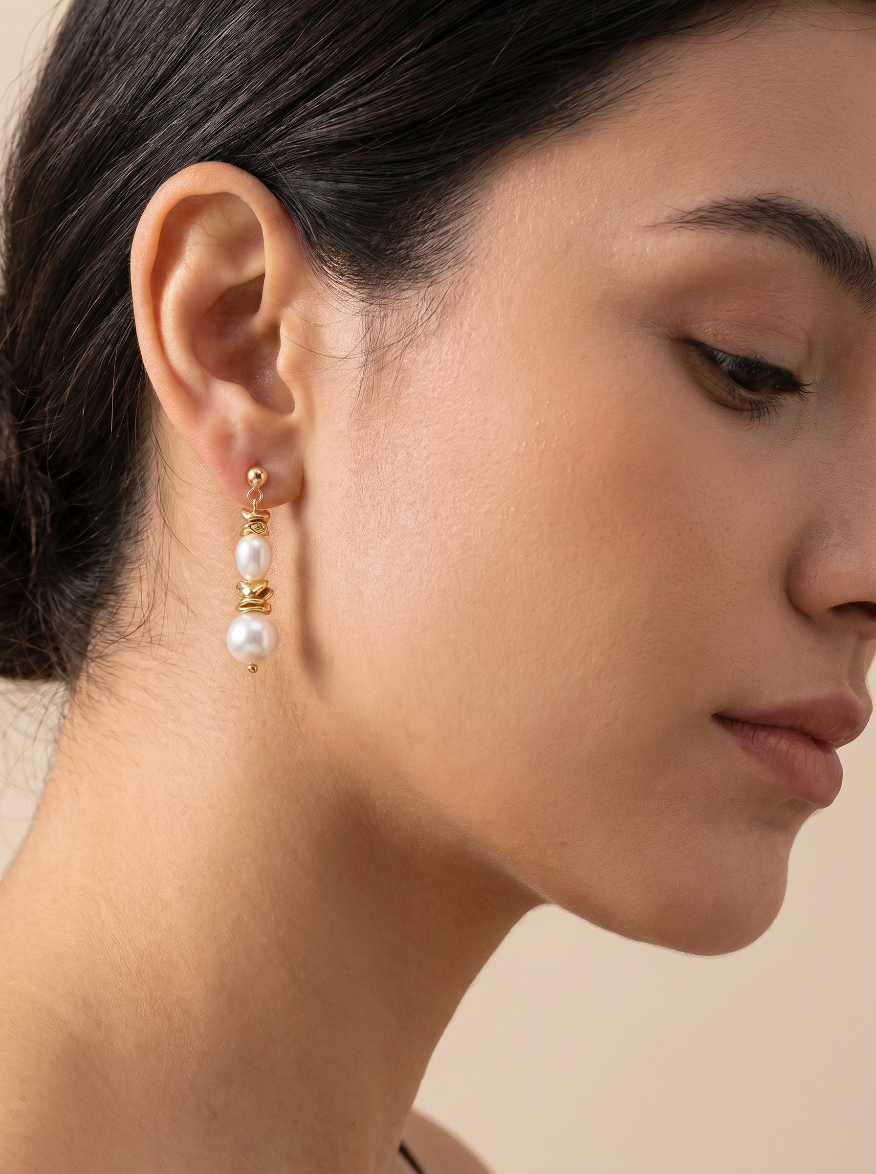 Natural twin pearl earrings, wedding jewelry for bride/bridesmaid