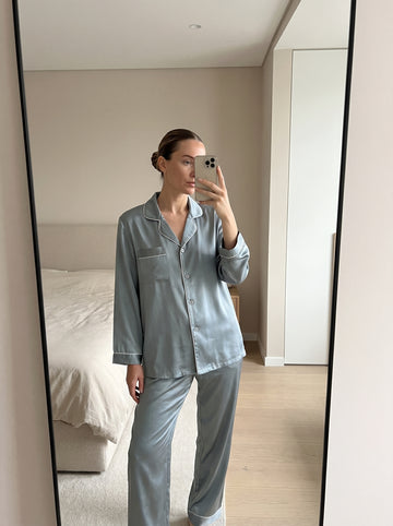 Color blocking 100% mulberry silk pajama set, bride/bridesmaid gift