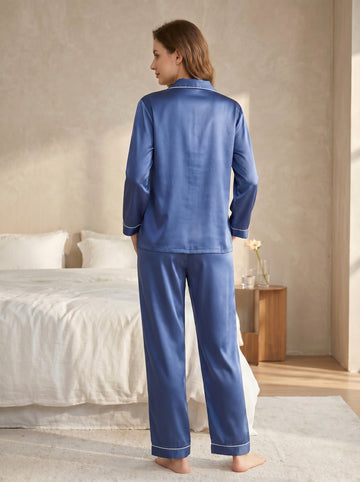 Color blocking 100% mulberry silk pajama set, bride/bridesmaid gift