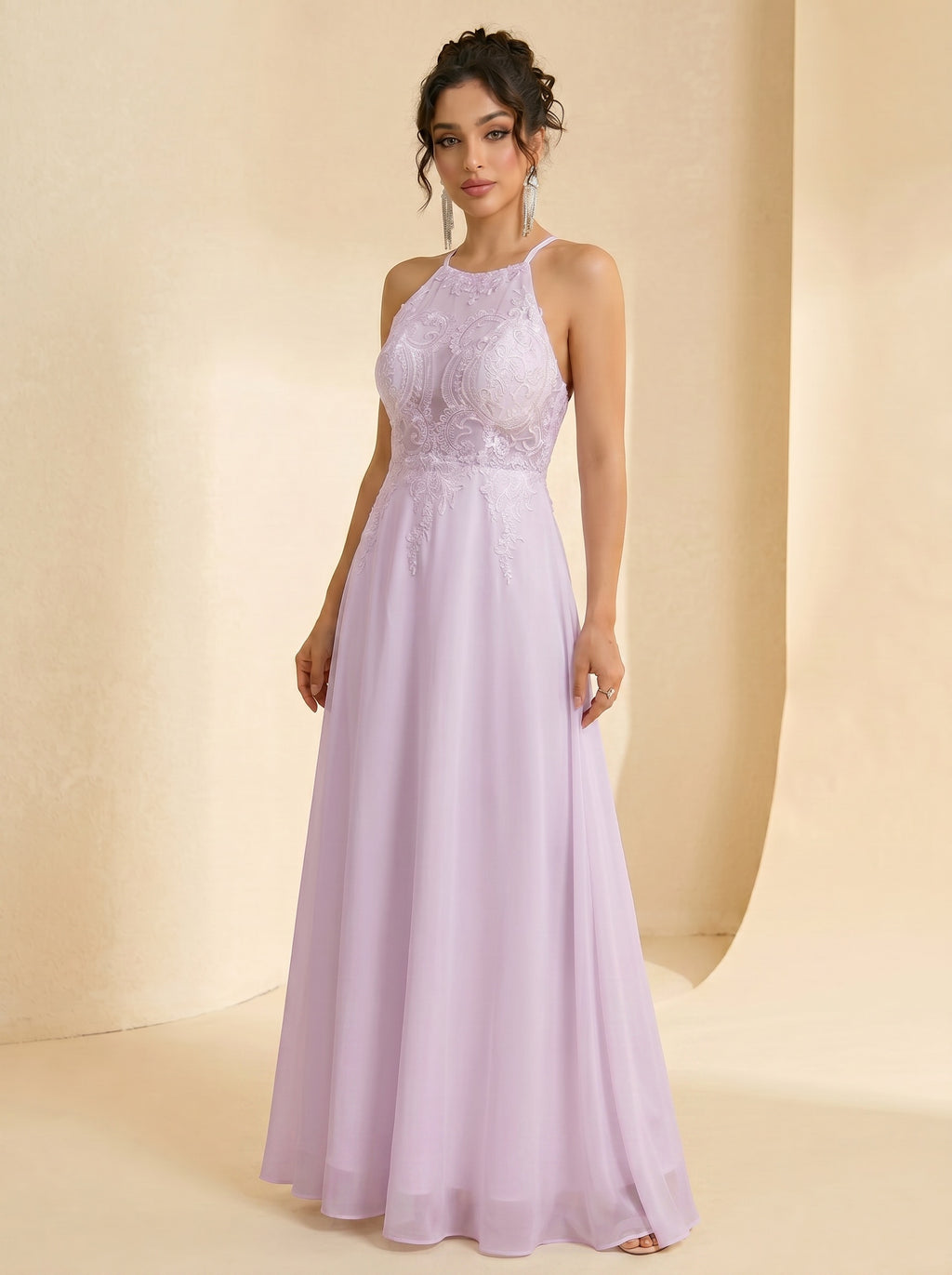 Handmade appliques backless prom dress