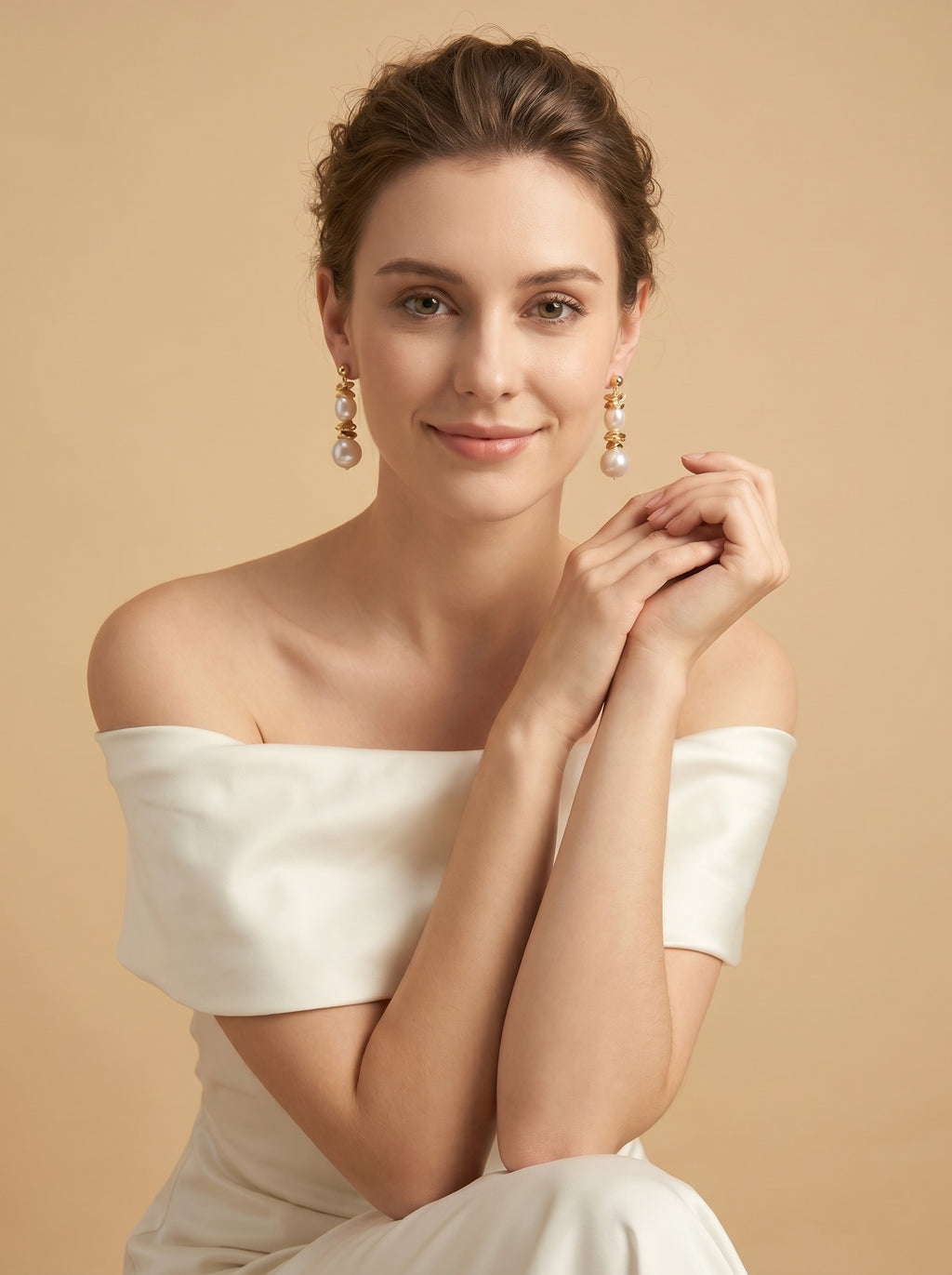 Natural twin pearl earrings, wedding jewelry for bride/bridesmaid
