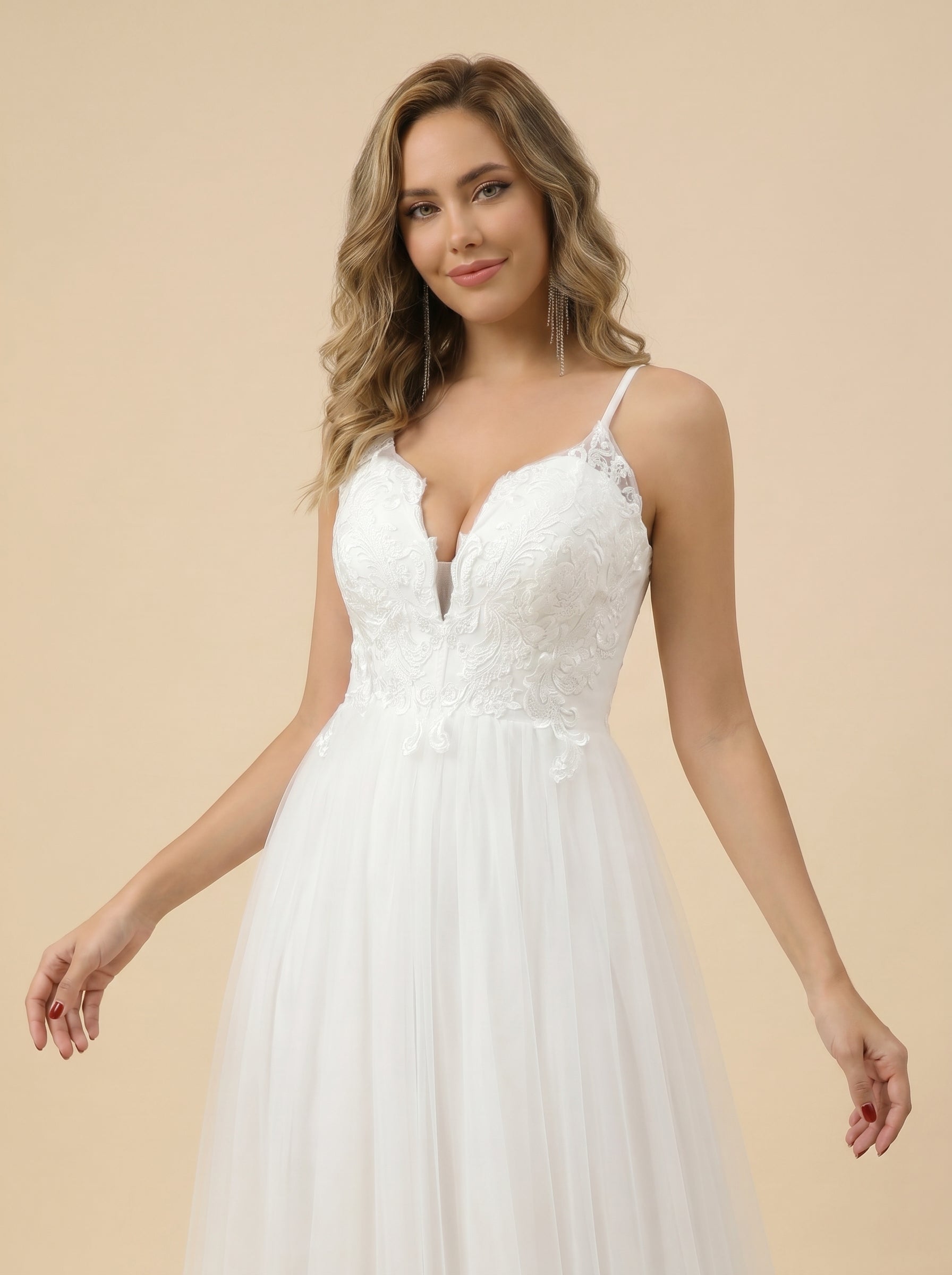Handmade appliques Long Wedding dresses
