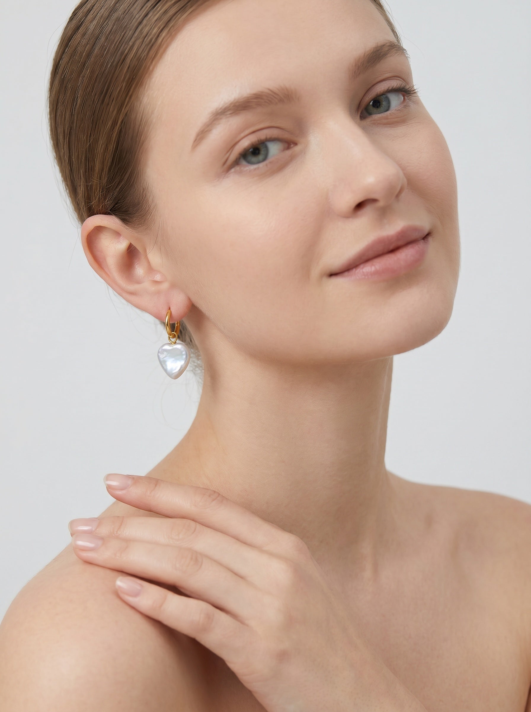 Heart Natural Baroque Pearl Earrings, wedding jewelry for bride/bridesmaid