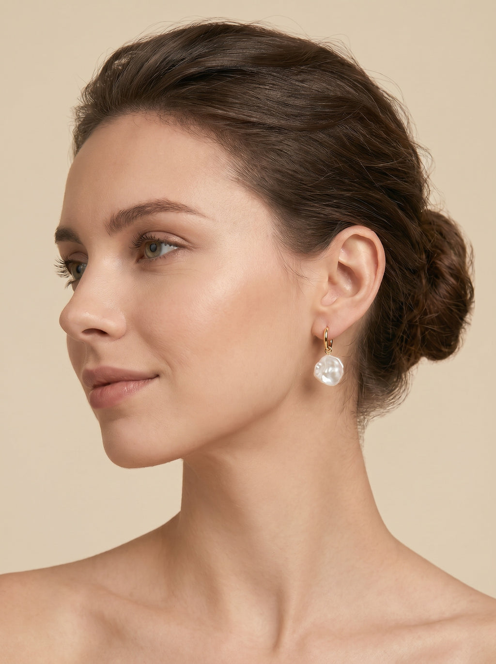 Petal shape nature Baroque Pearl Earrings, wedding jewelry for bride/bridesmaid