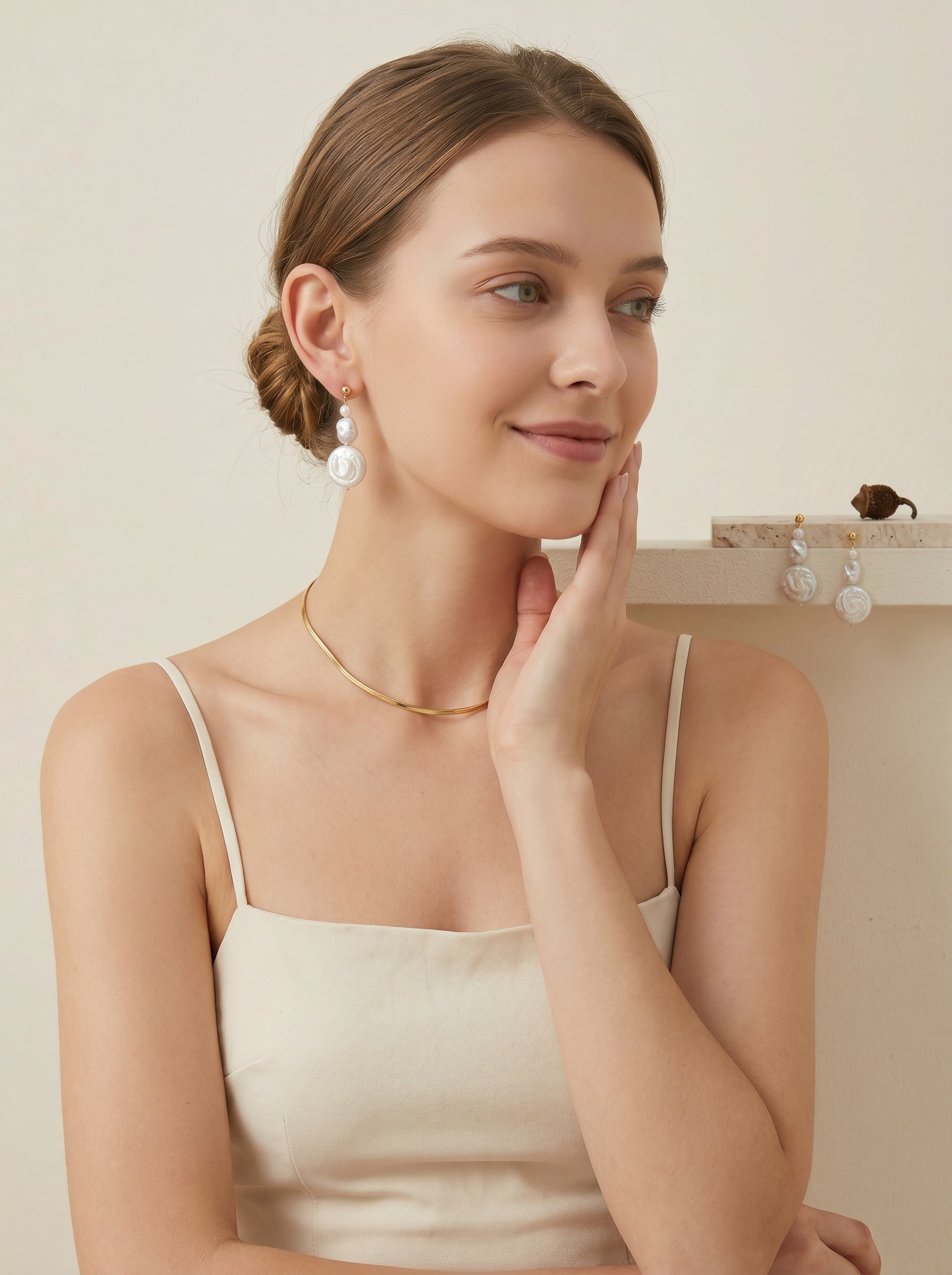 Natural Baroque Pearl Earrings, wedding jewelry for bride/bridesmaid