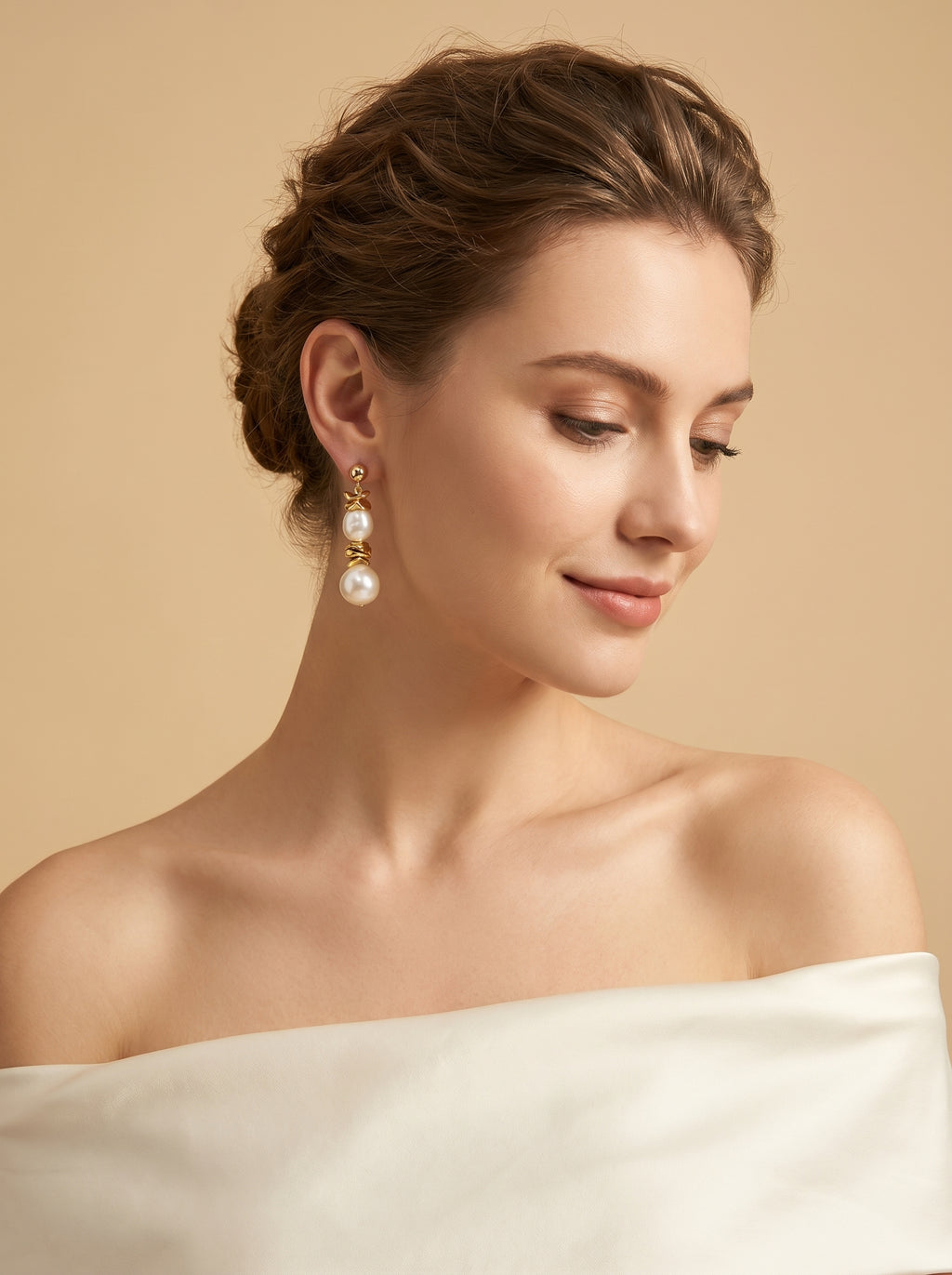 Natural twin pearl earrings, wedding jewelry for bride/bridesmaid