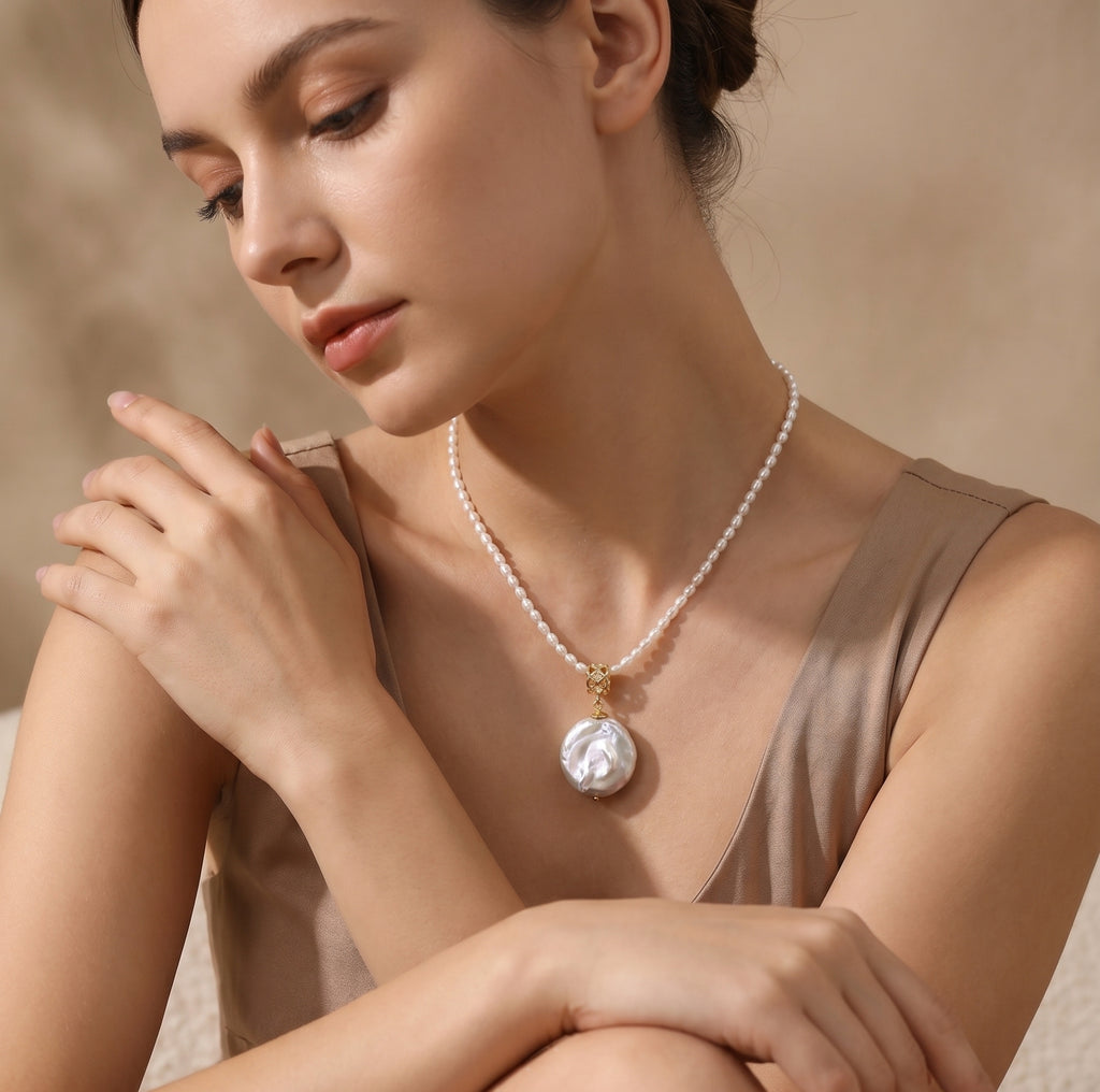 Roman pendant pearl Necklace,wedding jewelry