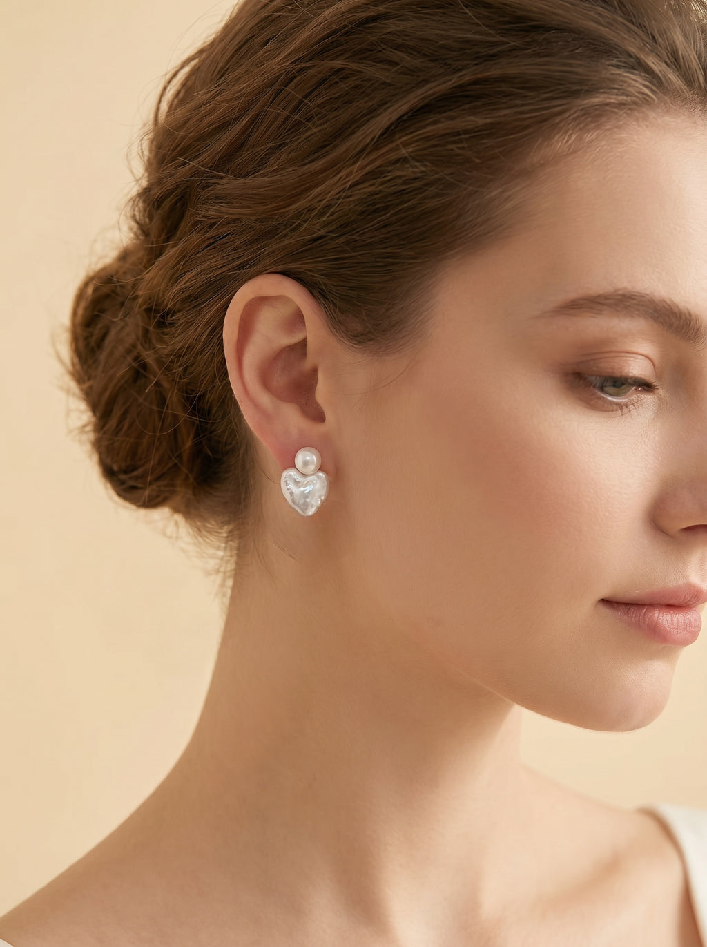 Heart natural baroque Pearls Earrings, wedding jewelry for bride/bridesmaid